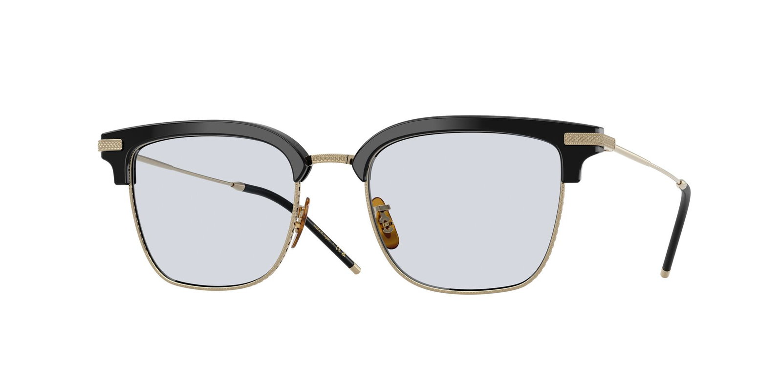Oliver Peoples OV1354T 5035 – Rechteckige Titanbrille Schwarz Gold breit